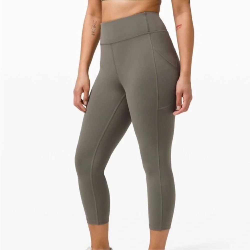 Lululemon Invigorate High Rise Crop 23” Leggings in Grey Sage Size 12